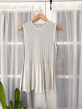 Autumn Cashmere Ribbed Vertical Stripe Peplum Tunic Tank Size Medium